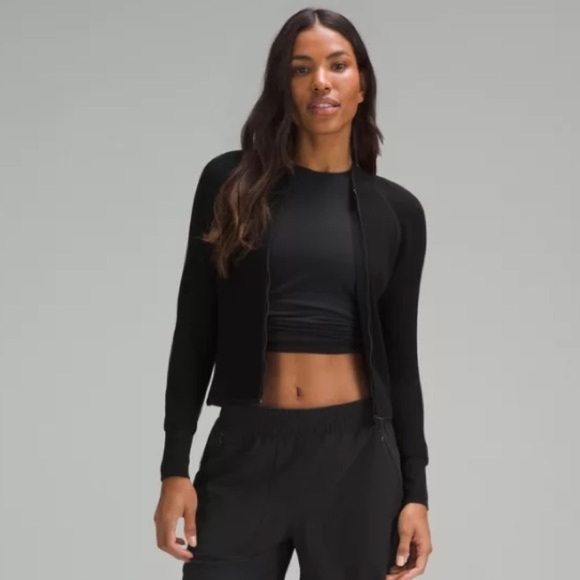 Lululemon Lightweight Ribbed Knit Jacket in black size M - Picture 2 of 16
